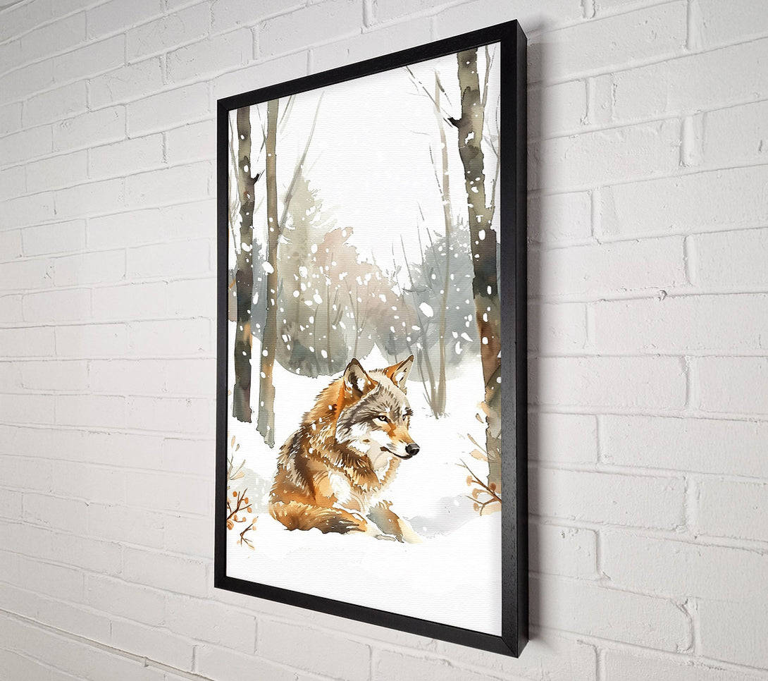  A Canvas Print of Brown Wolf In Winter Canvas Print