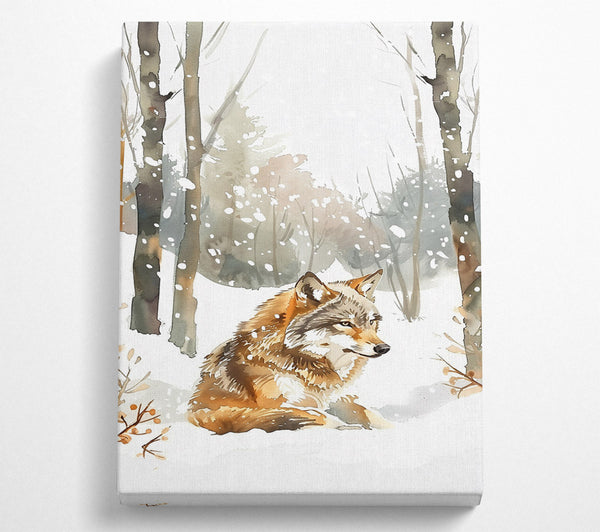  A Canvas Print of Brown Wolf In Winter Canvas Print