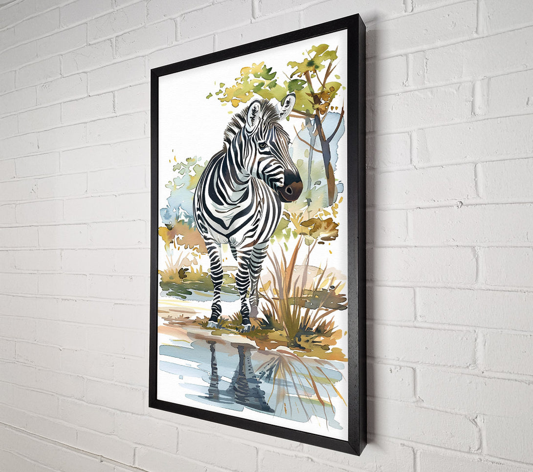  A Canvas Print of Golden Zebra Reflection Canvas Art