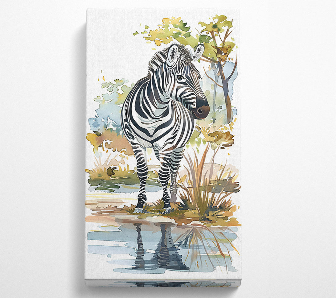  A Canvas Print of Golden Zebra Reflection Canvas Art