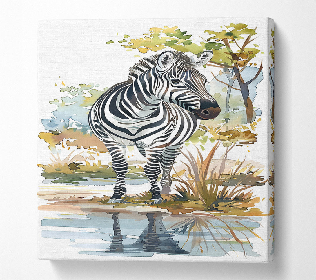  A Canvas Print of Golden Zebra Reflection Canvas Art