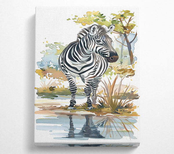  A Canvas Print of Golden Zebra Reflection Canvas Art