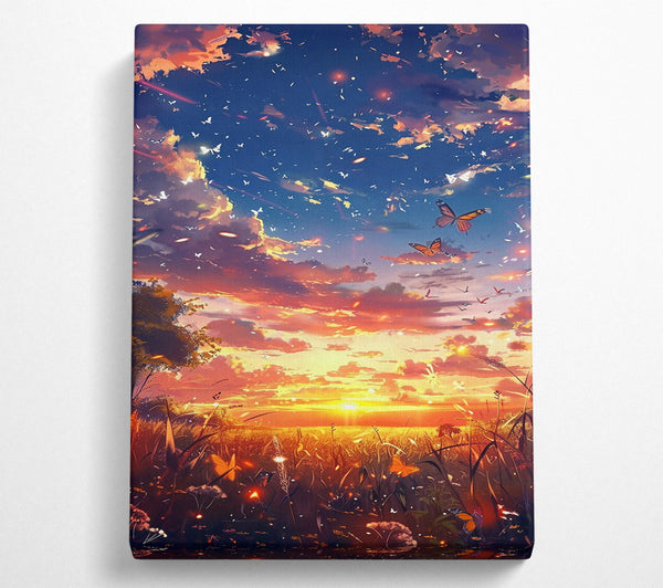  A Canvas Print of Golden Sunset Flight Canvas Art