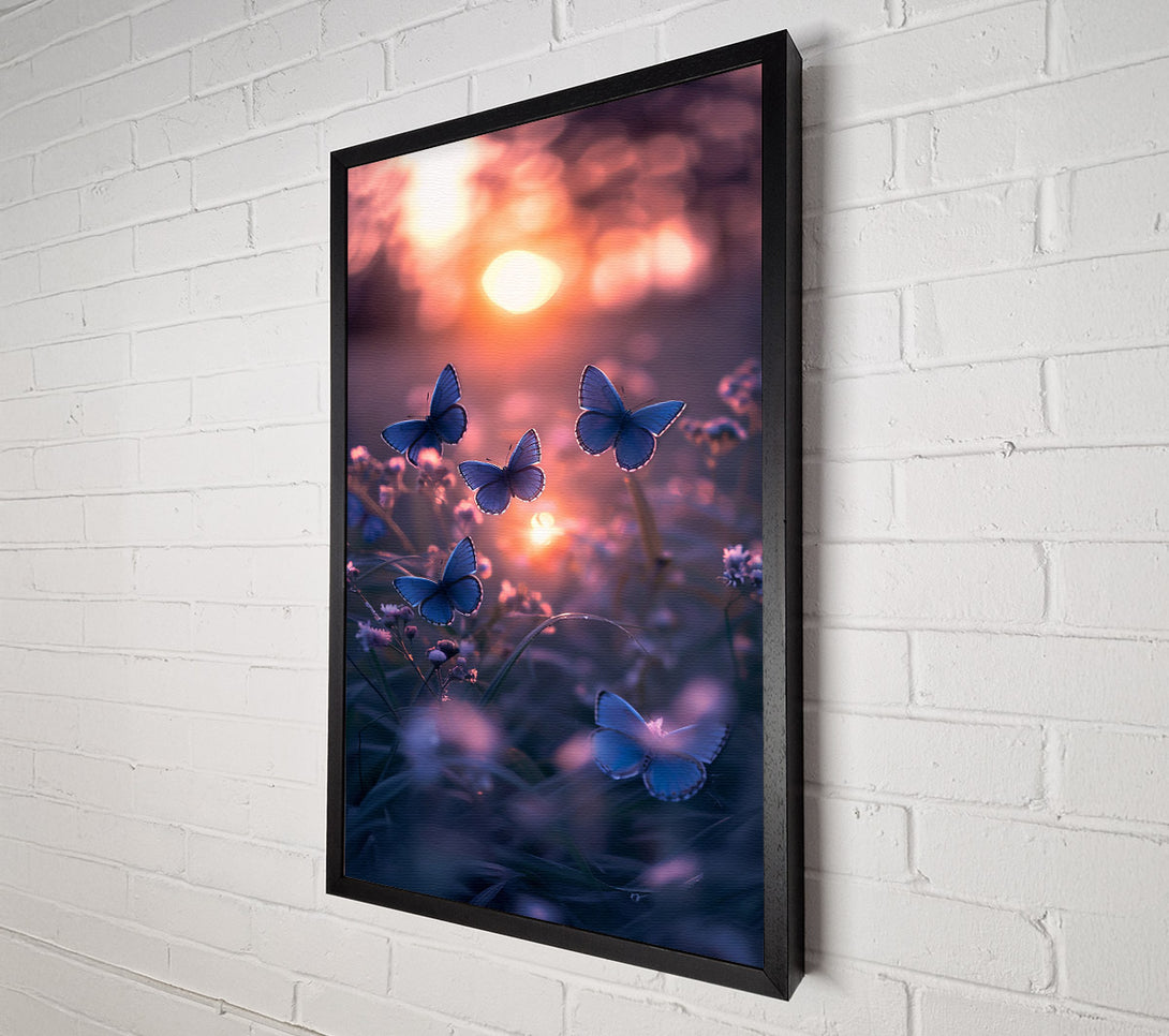  A Canvas Print of Blue Butterflies At Dusk Canvas Wall Art
