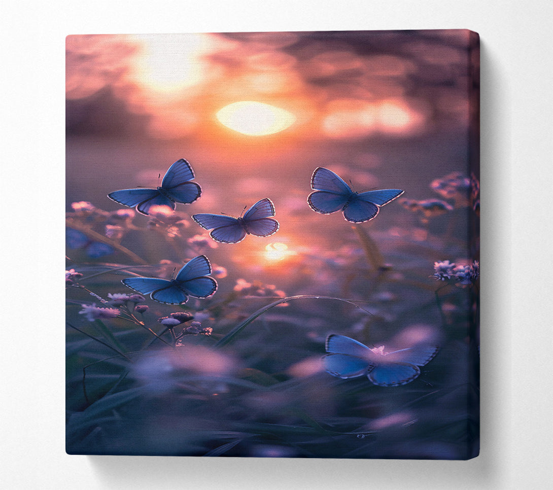  A Canvas Print of Blue Butterflies At Dusk Canvas Wall Art