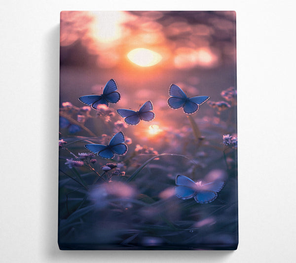  A Canvas Print of Blue Butterflies At Dusk Canvas Wall Art