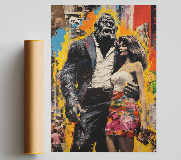 Gorilla In A Suit With Lady Print