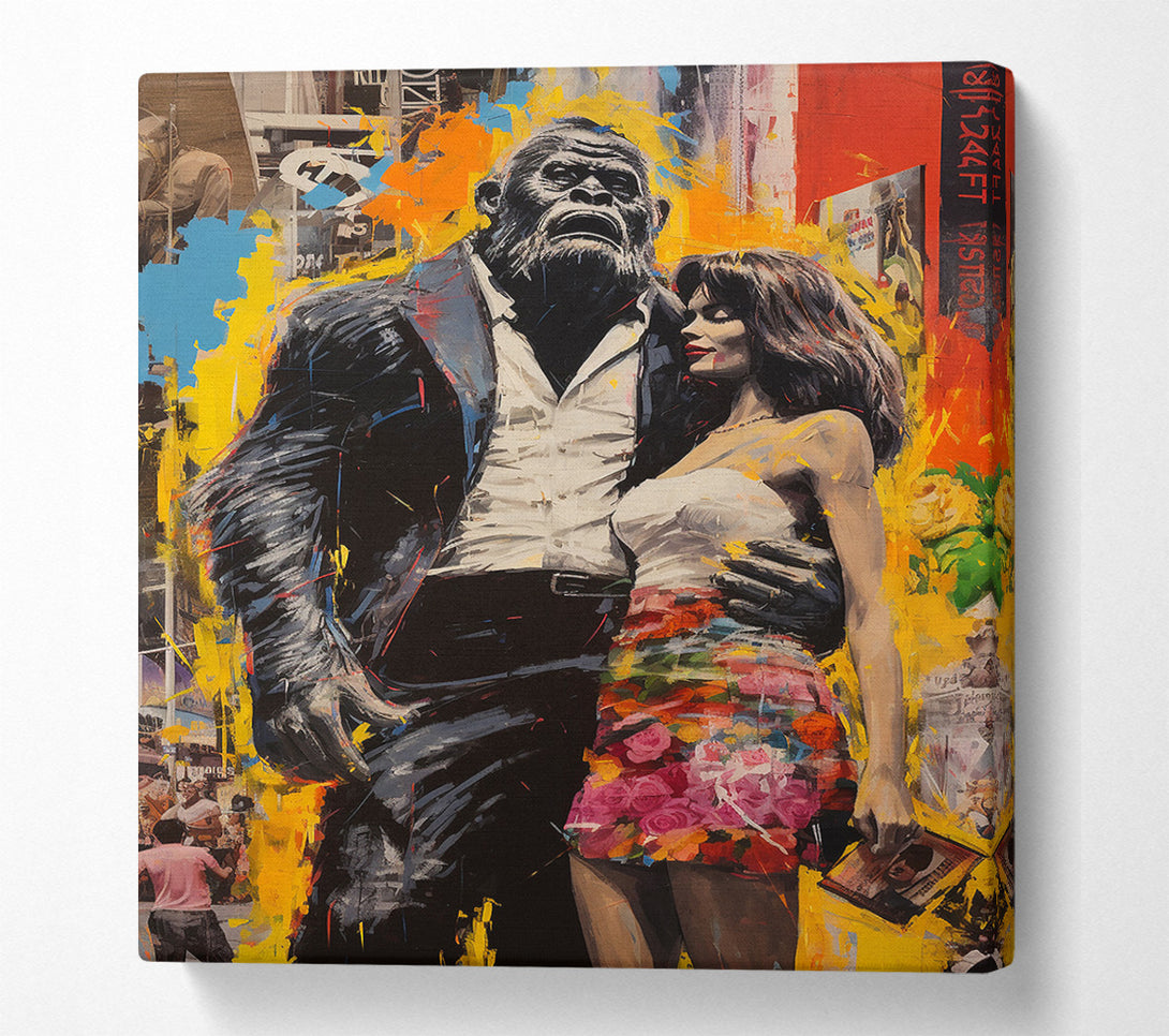  A Canvas Print of Gorilla In A Suit With Lady Canvas Art