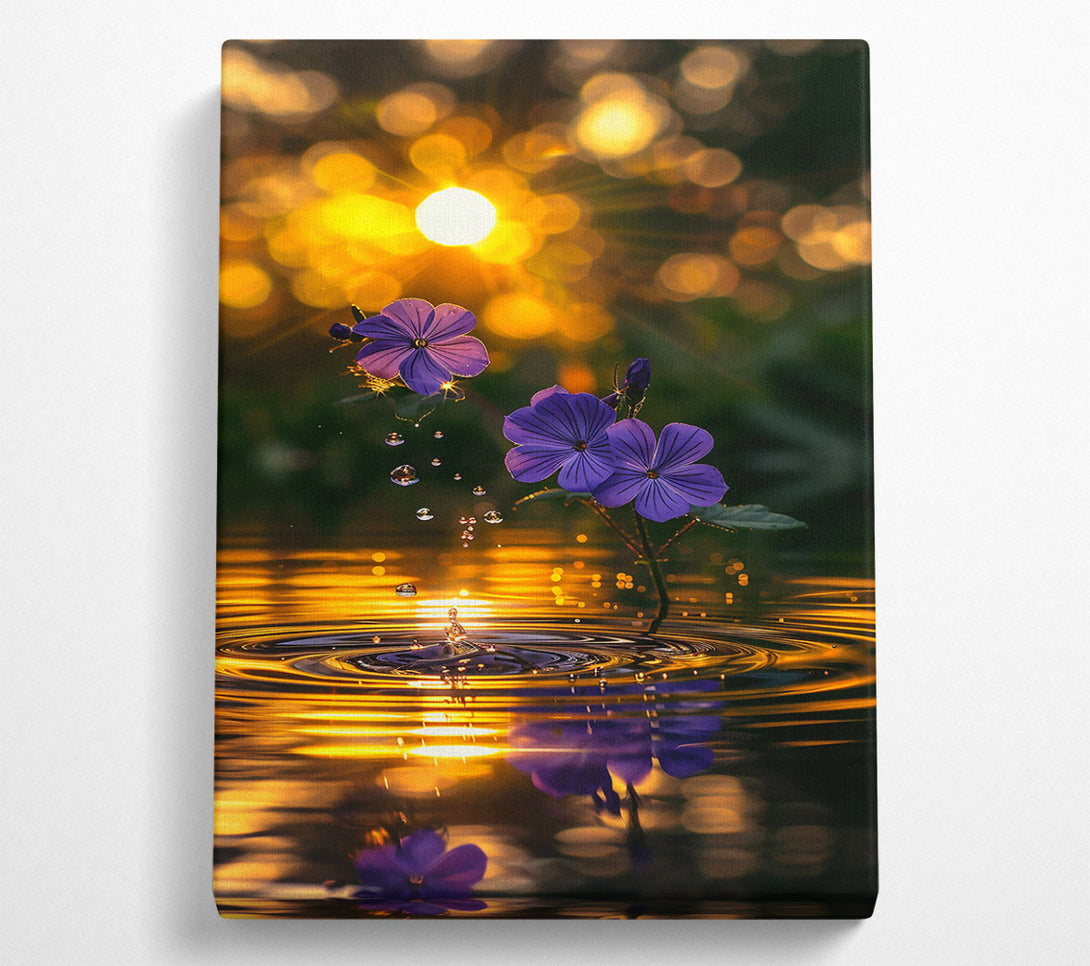  A Canvas Print of Golden Bloom Reflection Canvas Print