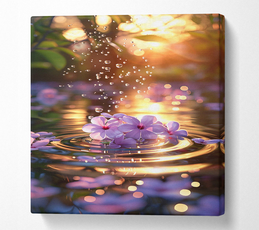  A Canvas Print of Golden Petal Reflection Canvas Art