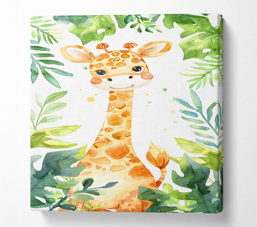  A Canvas Print of Golden Giraffe Leaves Canvas Wall Art