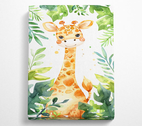  A Canvas Print of Golden Giraffe Leaves Canvas Wall Art