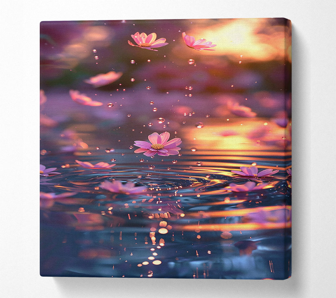  A Canvas Print of Pink Petal Reflections Canvas Print