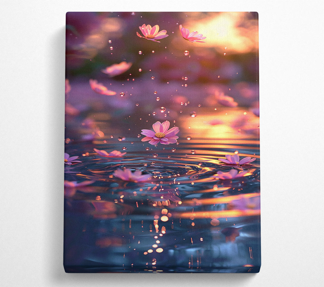  A Canvas Print of Pink Petal Reflections Canvas Print