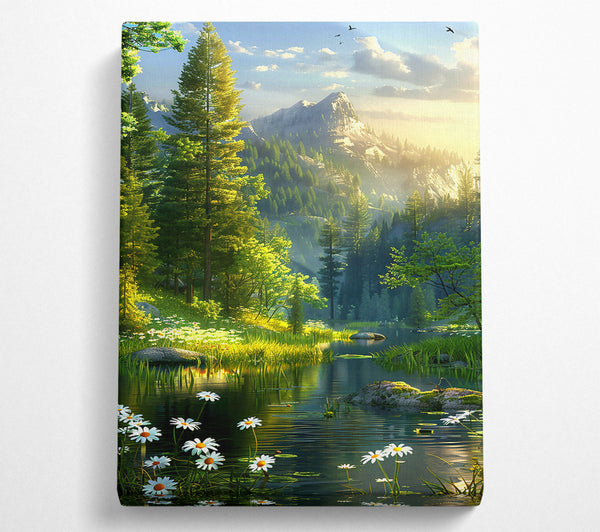  A Canvas Print of Emerald Mountain Lake Canvas Wall Art