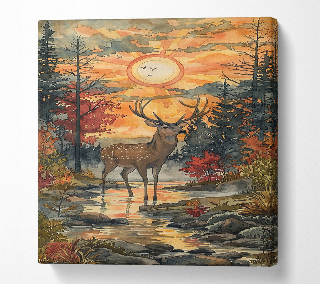  A Canvas Print of Golden Forest Buck Canvas Art