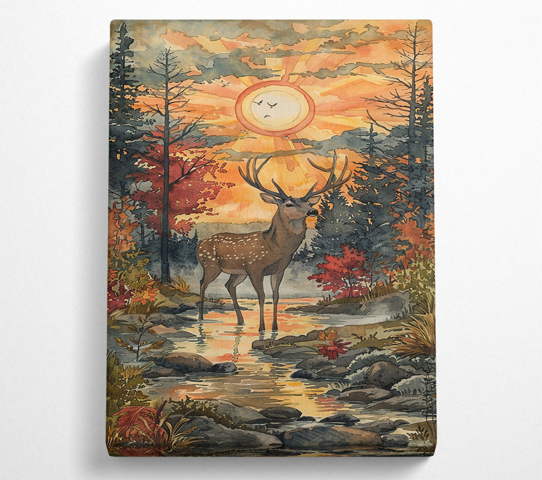  A Canvas Print of Golden Forest Buck Canvas Art