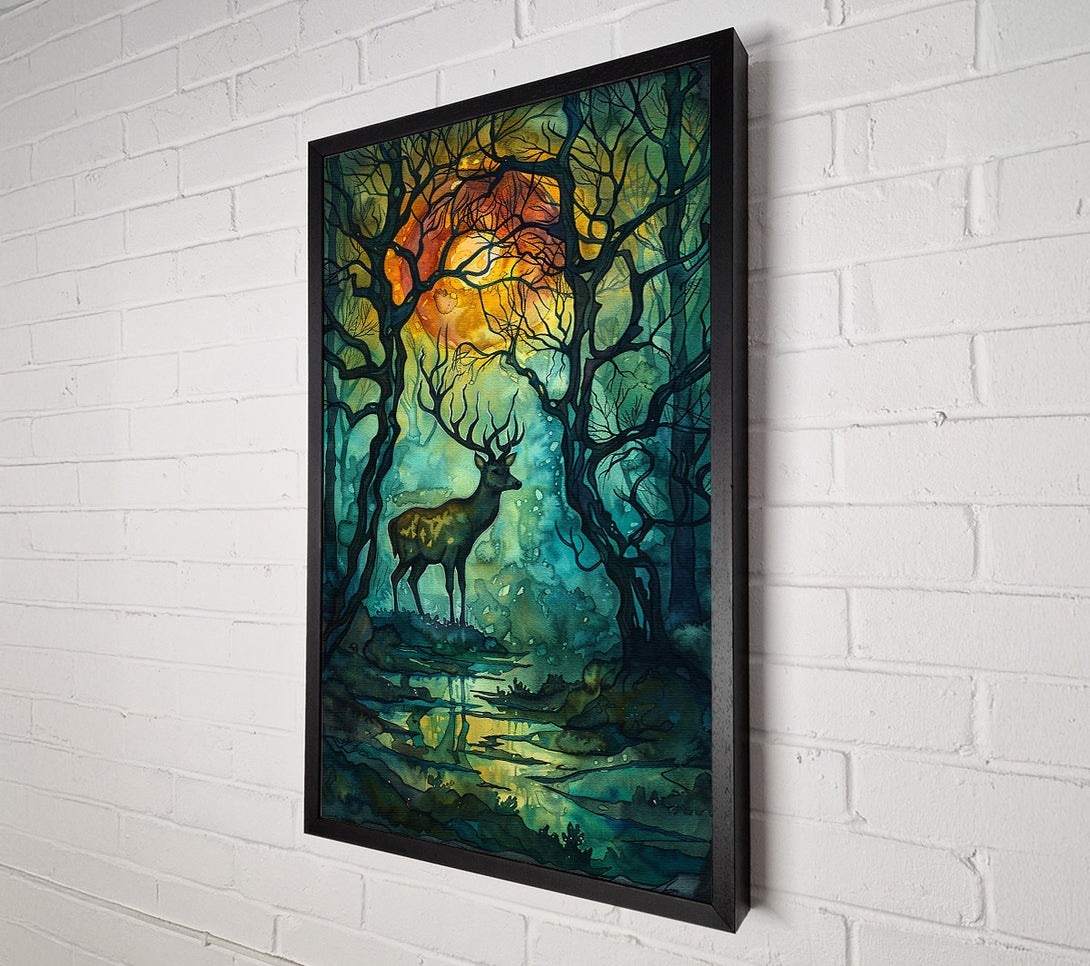  A Canvas Print of Emerald Moon Stag Canvas Wall Art