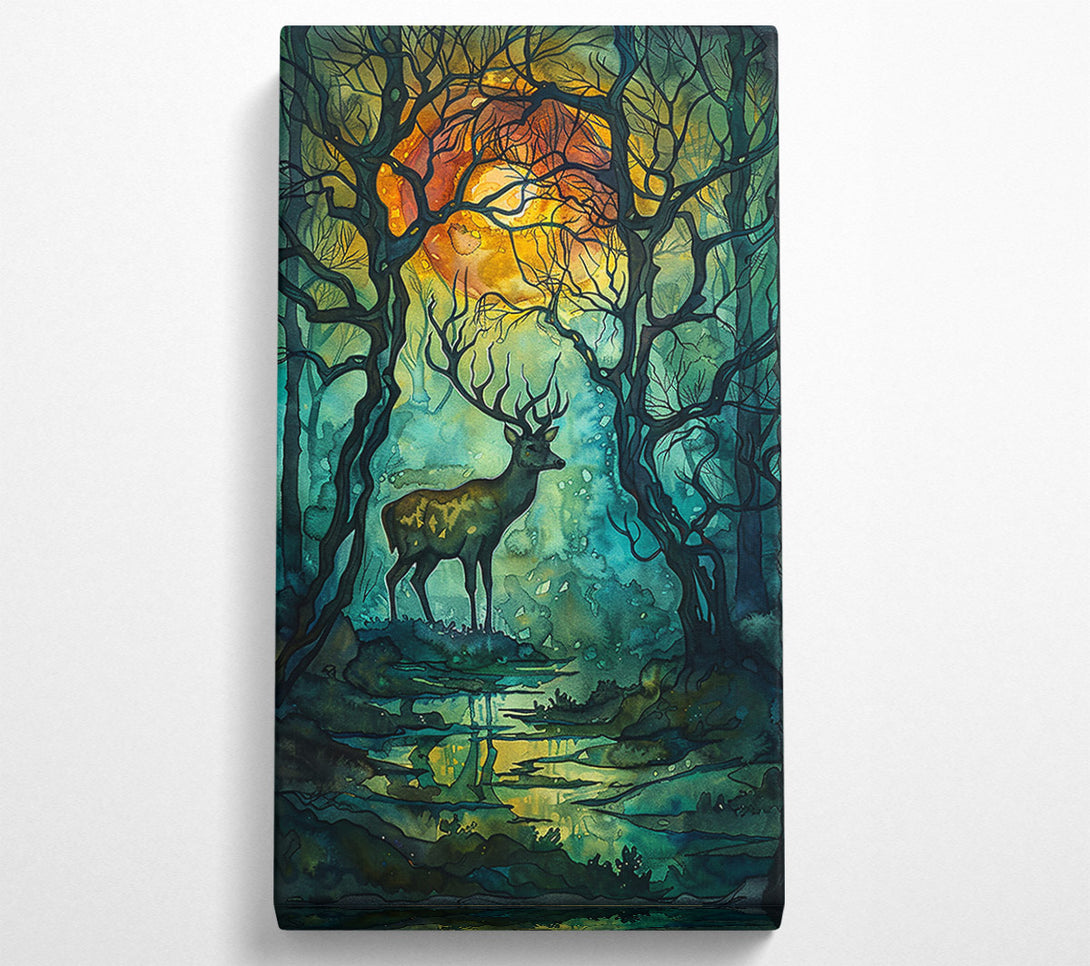  A Canvas Print of Emerald Moon Stag Canvas Wall Art