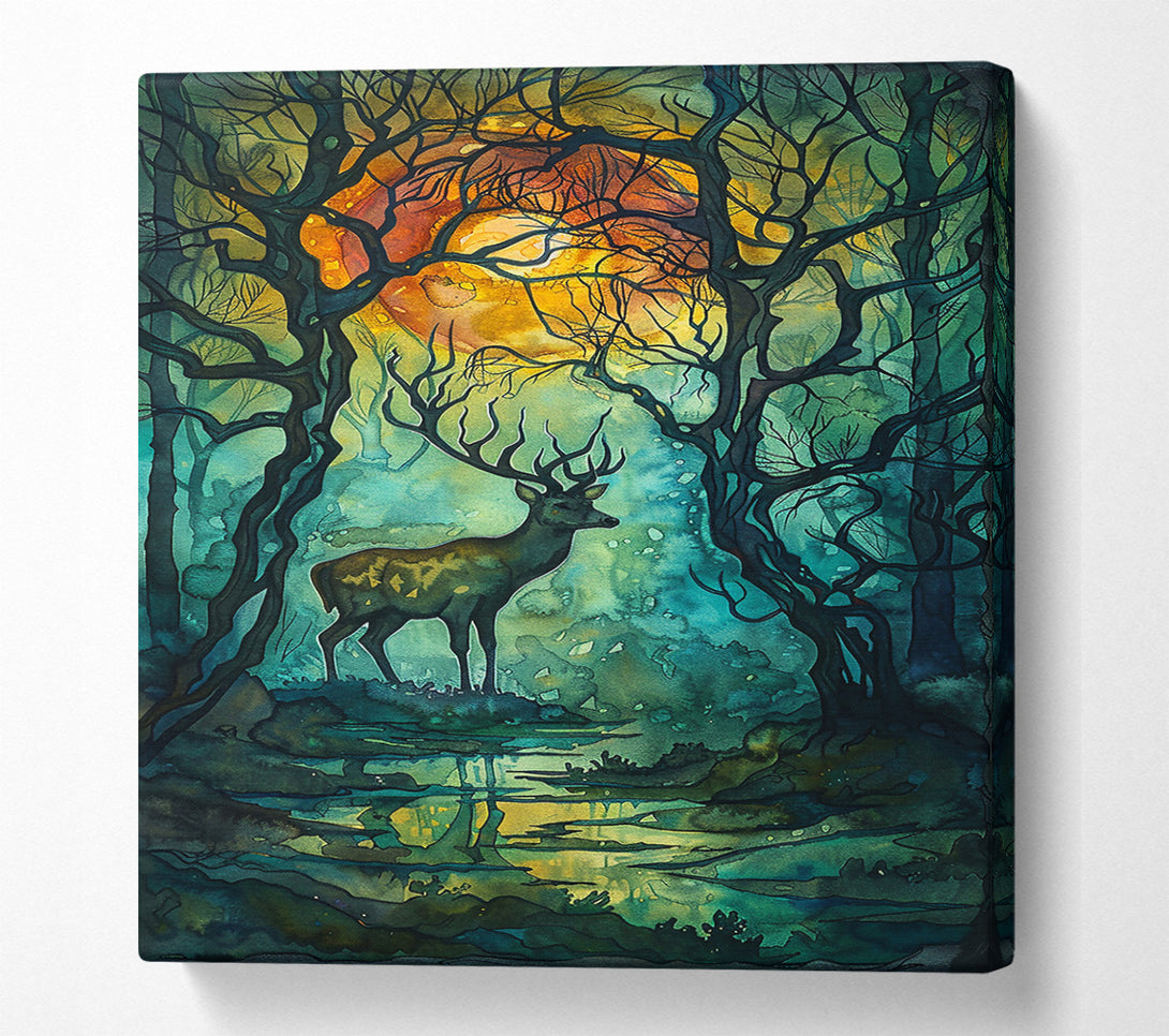  A Canvas Print of Emerald Moon Stag Canvas Wall Art