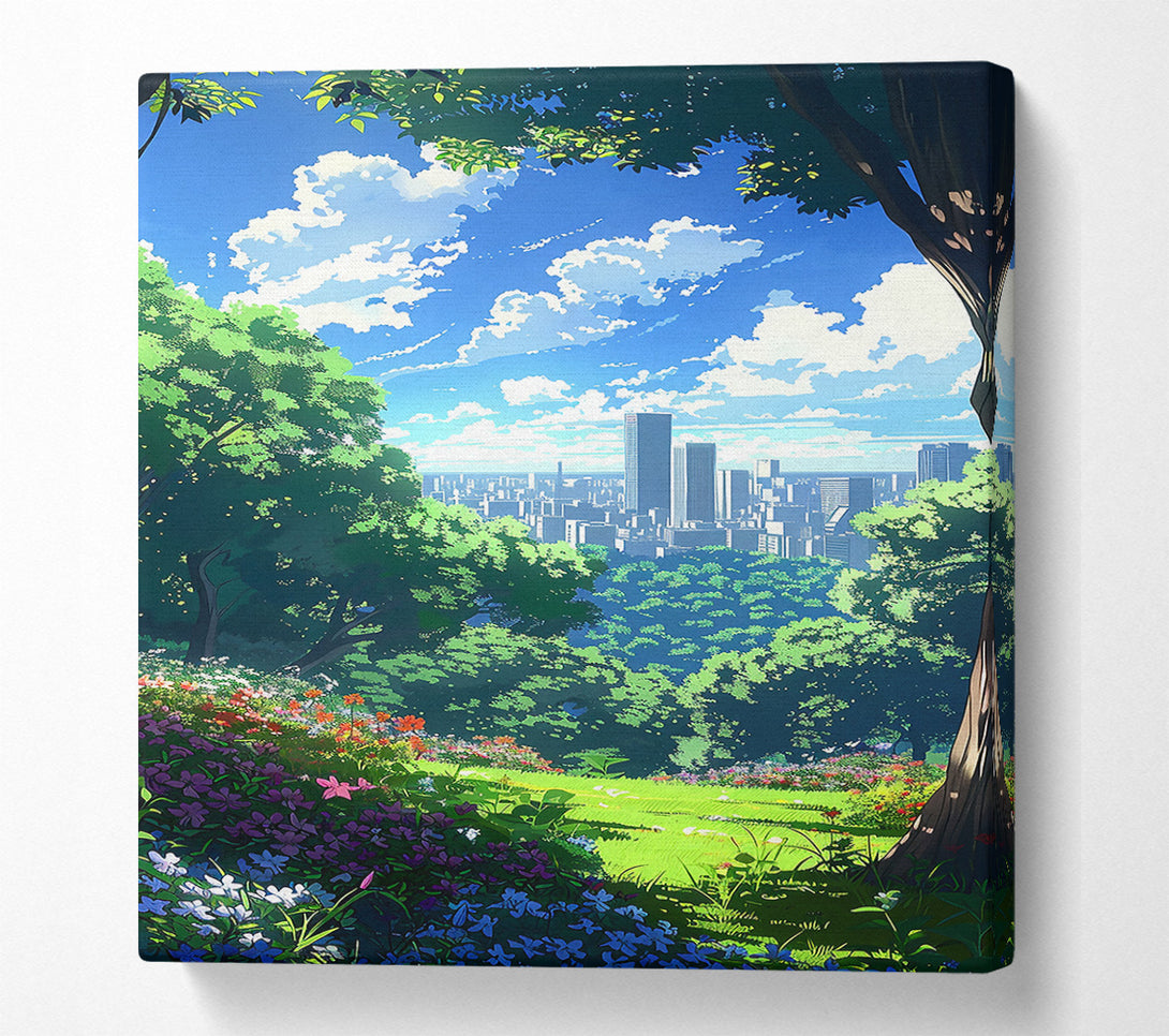  A Canvas Print of Green Cityscape Dreamscape Canvas Wall Art