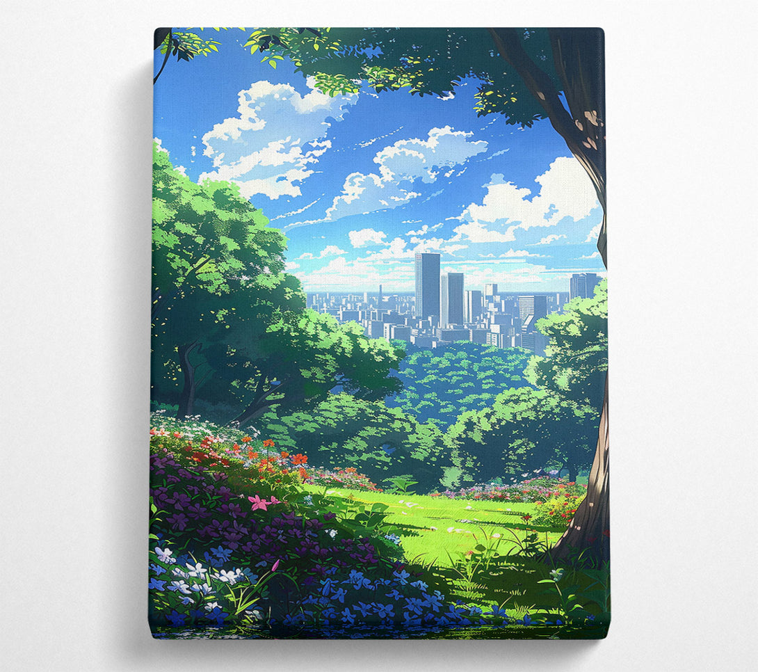  A Canvas Print of Green Cityscape Dreamscape Canvas Wall Art