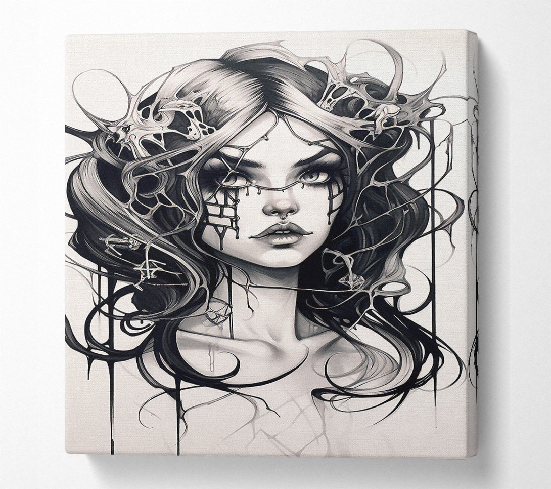  A Canvas Print of Gothic Girl Sketch Canvas Wall Art