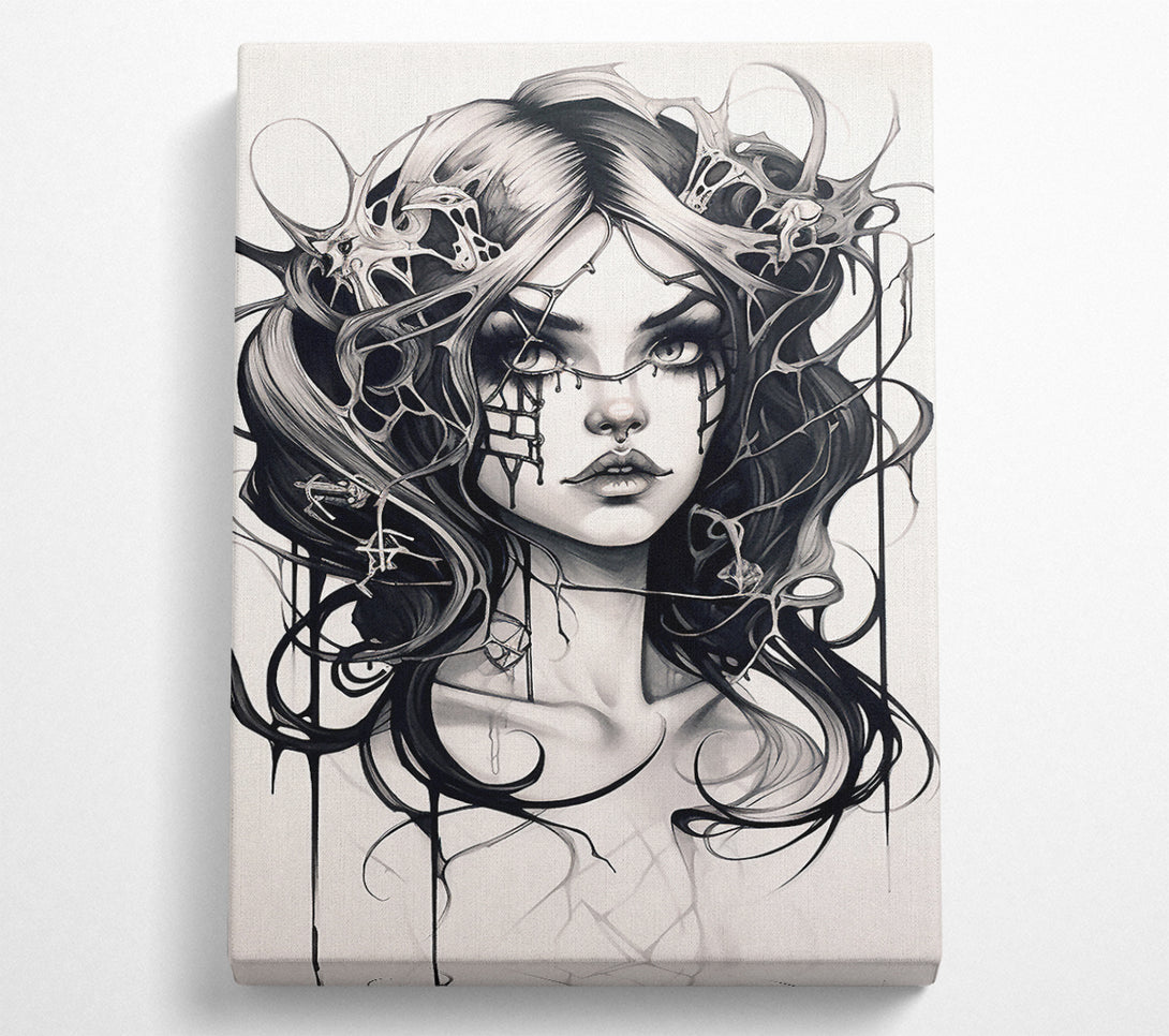  A Canvas Print of Gothic Girl Sketch Canvas Wall Art