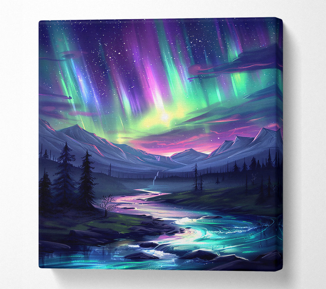 A Canvas Print of Green Aurora'S Embrace Canvas Print