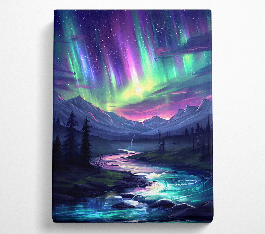  A Canvas Print of Green Aurora'S Embrace Canvas Print