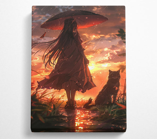  A Canvas Print of Orange Sunset Rain Canvas Print
