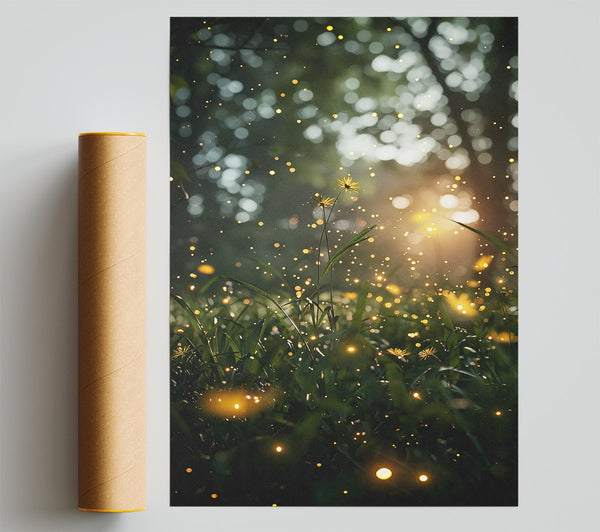 Golden Grass Glow Poster