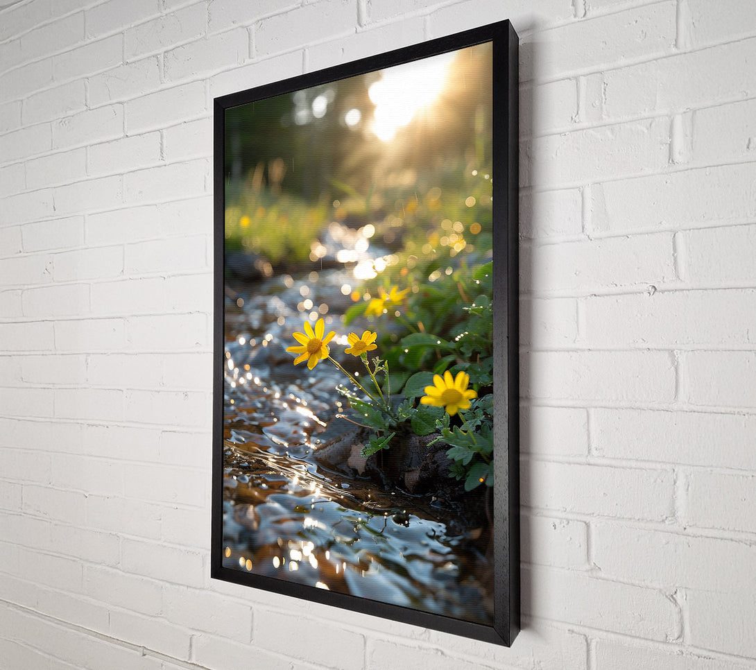  A Canvas Print of Golden Streamside Blooms Canvas Wall Art