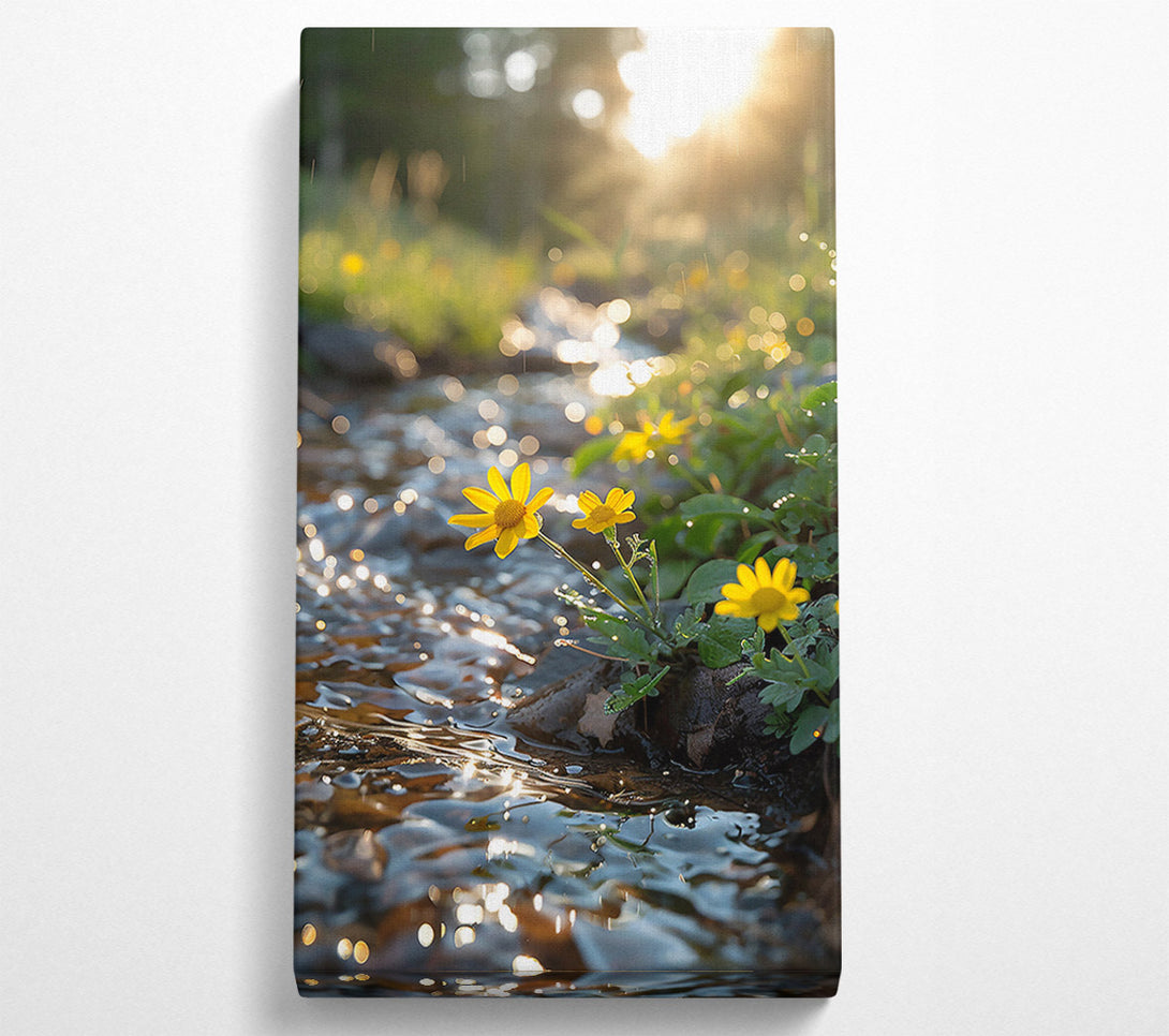  A Canvas Print of Golden Streamside Blooms Canvas Wall Art