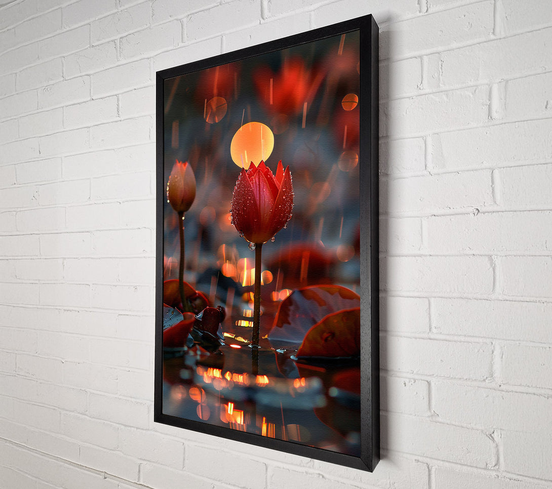  A Canvas Print of Crimson Bloom Reflection Canvas Wall Art