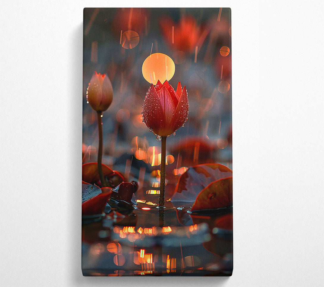  A Canvas Print of Crimson Bloom Reflection Canvas Wall Art
