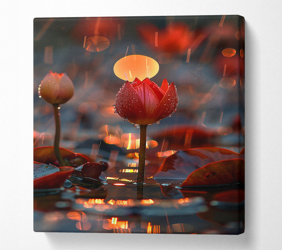  A Canvas Print of Crimson Bloom Reflection Canvas Wall Art