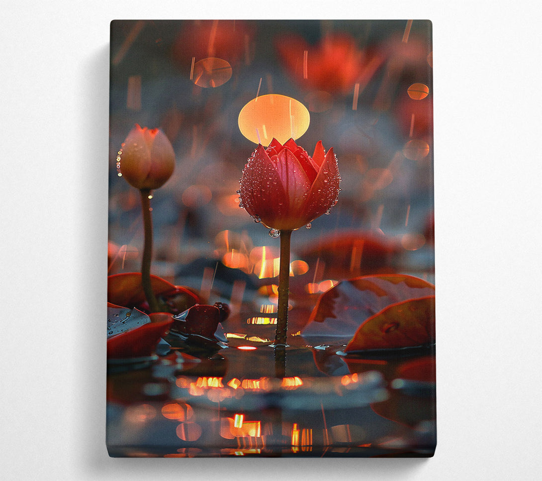  A Canvas Print of Crimson Bloom Reflection Canvas Wall Art