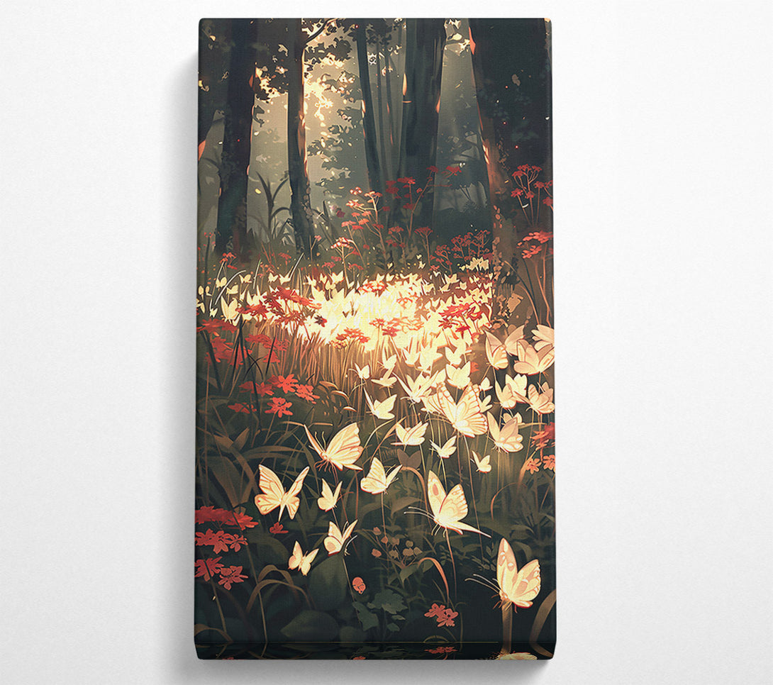  A Canvas Print of Golden Butterflies In Green Canvas Wall Art