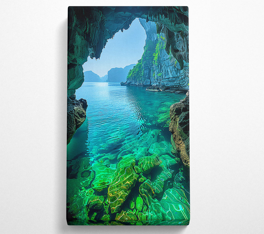  A Canvas Print of Emerald Water Cave View Canvas Print