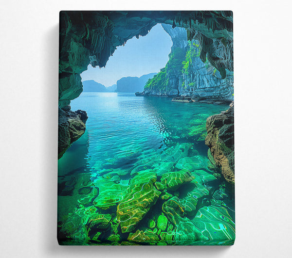  A Canvas Print of Emerald Water Cave View Canvas Print