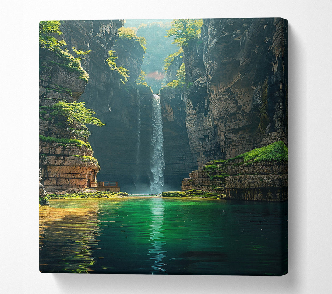  A Canvas Print of Emerald Waterfall Canyon Canvas Art