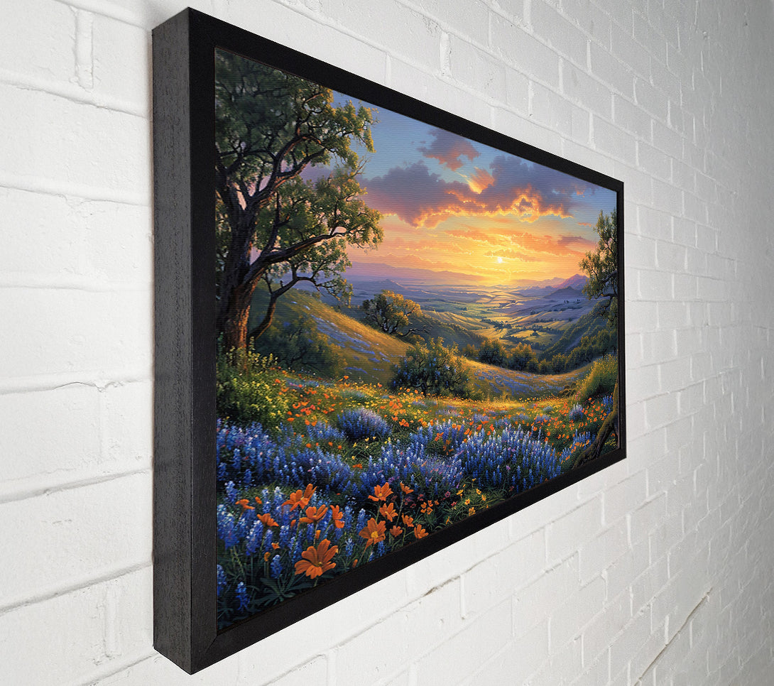  A Canvas Print of Golden Sunset Valley Canvas Wall Art