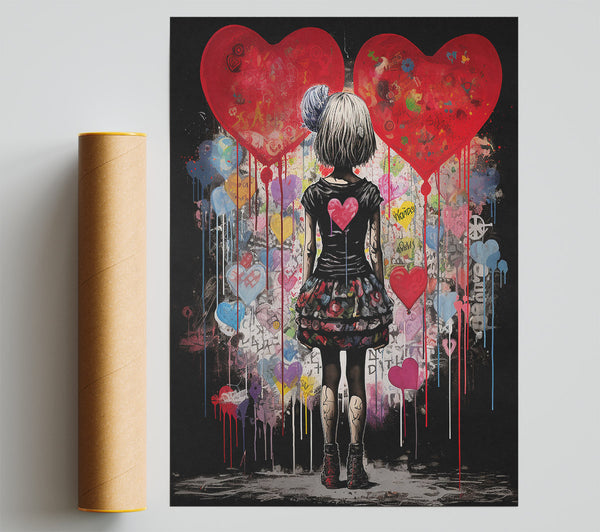 Graffiti Heart Girl Poster