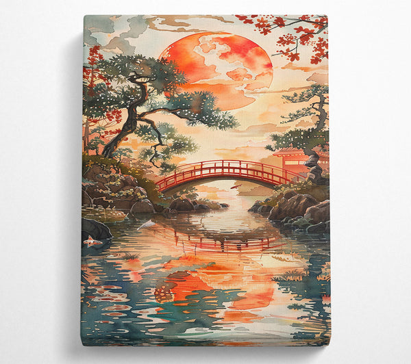  A Canvas Print of Crimson Bridge Reflections Canvas Print