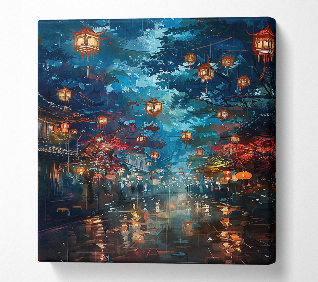  A Canvas Print of Blue Lantern Rain Canvas Art