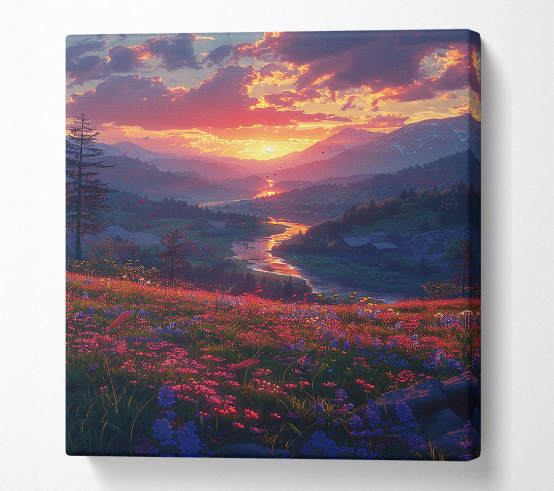  A Canvas Print of Golden Hour Valley Canvas Print