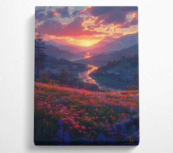  A Canvas Print of Golden Hour Valley Canvas Print