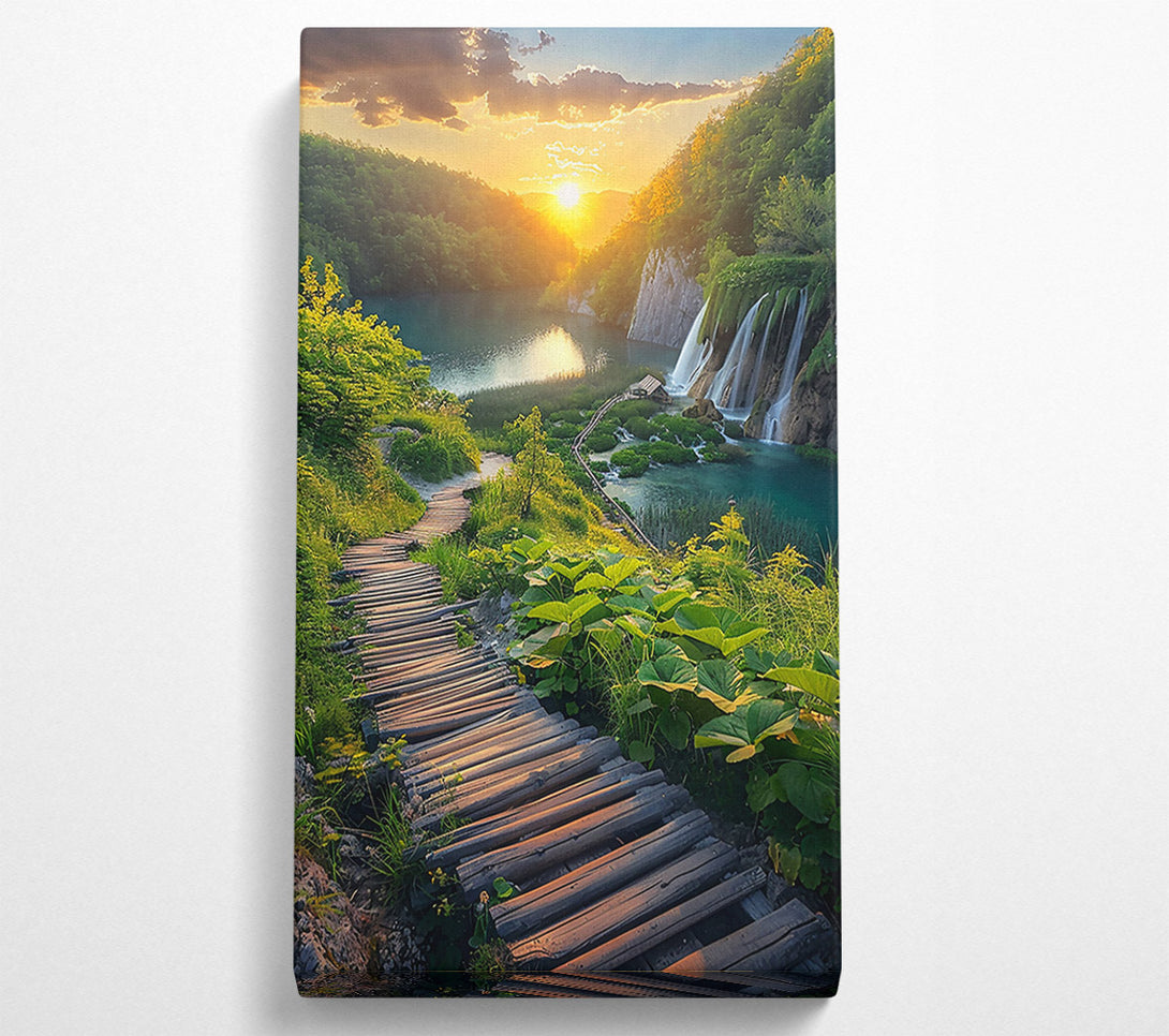  A Canvas Print of Golden Path To Cascades Canvas Print