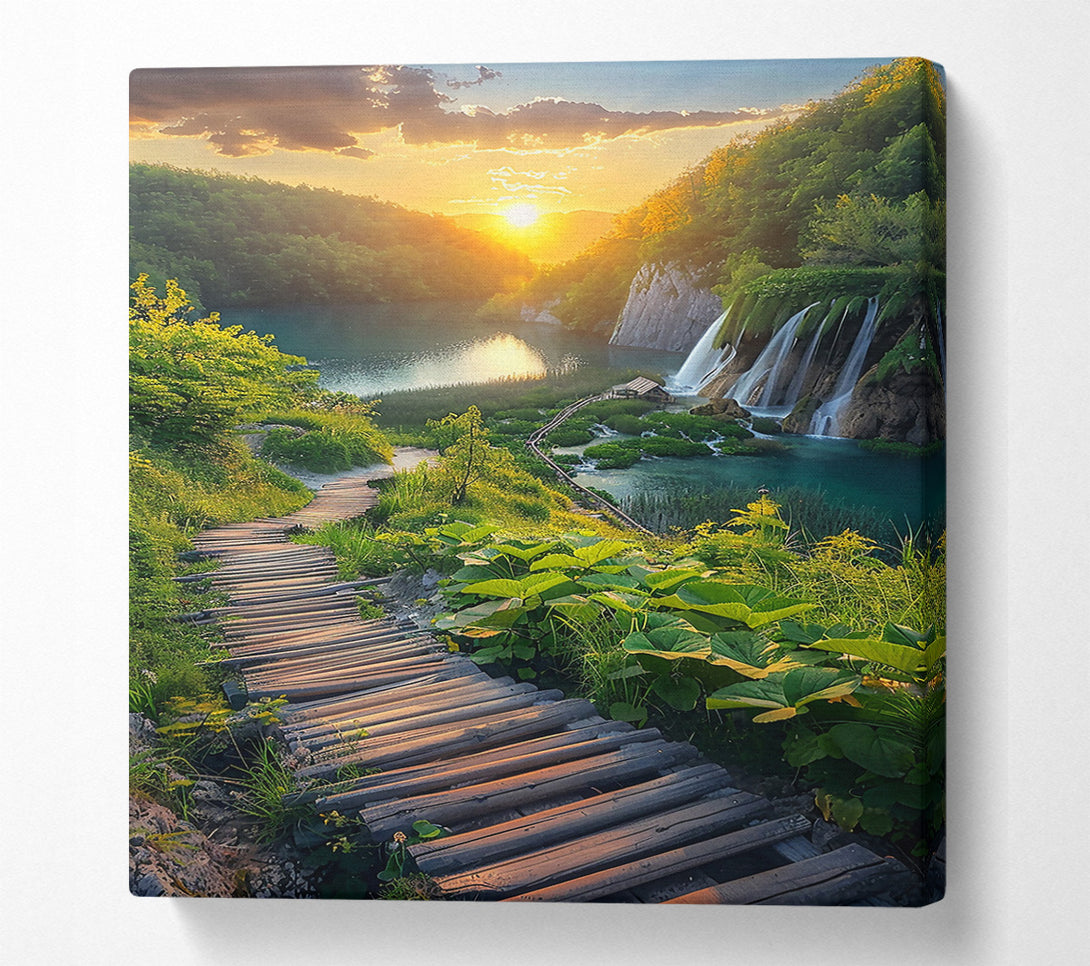  A Canvas Print of Golden Path To Cascades Canvas Print